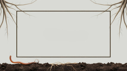Earthy Frame with Root and Soil: A Nature-Inspired Background for Text or Design Elements