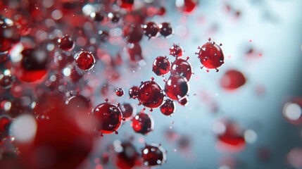 Red molecule model with spiky surface. Abstract representation of virus, bacteria. Scientific microbiology and immunology concept.