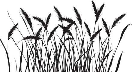 Farm Grass & Wheat Silhouette Set