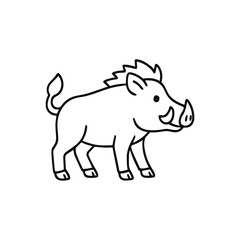 Fototapeta premium Wild boar cartoon outline vector drawing coloring book animal illustration, generative ai