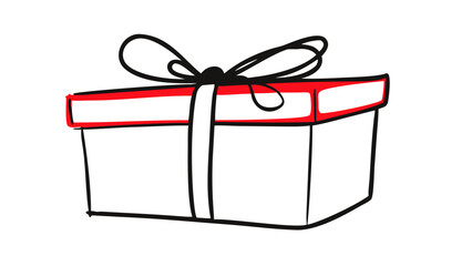 Black gift box with red ribbon present