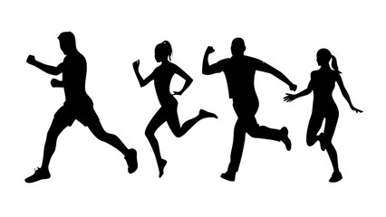 Black silhouette of a running man motion speed