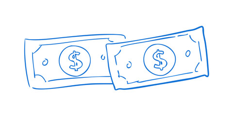 Fototapeta premium Blue dollar bills with dollar signs money finance