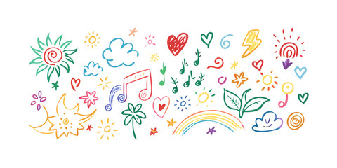 Cheerful colorful doodles icons vector