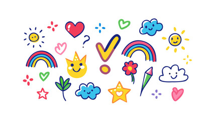 Cheerful doodle elements cartoon cute