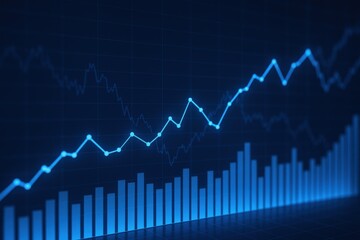 Rising Stock Market Graph with Bullish Trend in Blue, Representing Growth and Financial Success