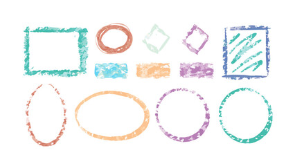 Colorful crayon textured shapes square circle