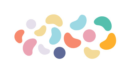 Colorful organic shapes scattered abstract pastel colors