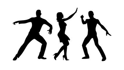 Couple dancing salsa with flowing dress latin dance