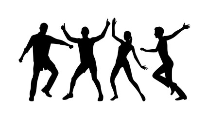 Diverse people dancing joyfully silhouettes celebration