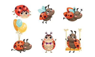 Naklejka premium Adorable and Cute Ladybug Characters with Playful and Colorful Designs for Everyone