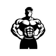  body builder pose vector illustration.