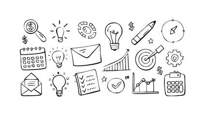 Hand drawn business doodle with upward arrow growth