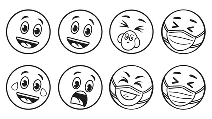 Happy laughing crying surprised masked faces emoji