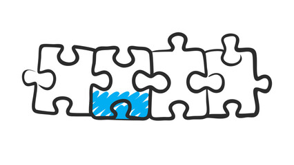 Fototapeta premium Interlocking Puzzle Pieces with Blue Highlight jigsaw