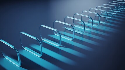 Abstract Blue Background with Clear Rounded Rectangles Showing a Clean Sleek and Modern Design Aesthetic