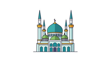 Fototapeta premium Aesthetic illustration of a beautiful Mosque featuring intricate architecture and symbolic religious elements for spiritual projects