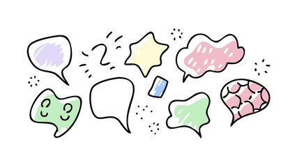 Pastel doodle shapes with playful elements hand drawn
