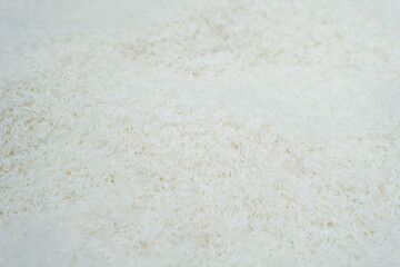 Close-Up of Raw White Thailand Rice Grains in Supermarket