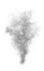 Realistic dense black steam or smoke cloud with transparent background perfect for depicting fire, industrial pollution, vapor, or explosion effects in visual design, illustration, or compositing