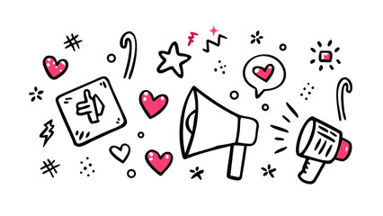 Pink Hearts And Sparkles doodle social media