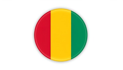 Fototapeta premium Guinean flag badge with vertical red-yellow-green stripes symbolizing independence and natural wealth