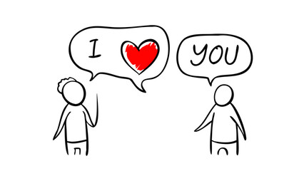 Red Heart Doodle love hand drawn