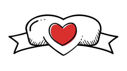 Red heart with brush stroke accent love symbol