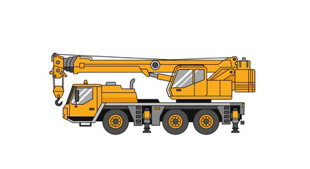 Obraz premium Illustration depicting a mobile crane utilized for construction, engineering or logistical operations featuring a boom and hook system for lifting