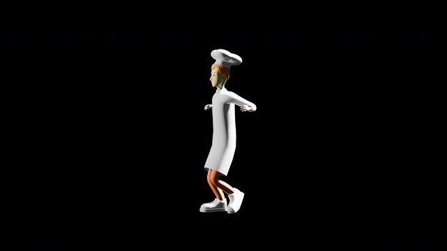 3d render chef dancing house. Salsa dancing. prores 4444