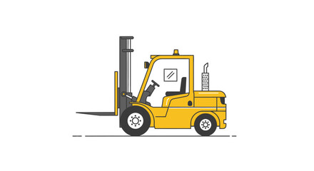 Yellow Forklift Truck Illustration on White Backdrop Displaying Material Handling Equipment and Industrial Operations Imagery