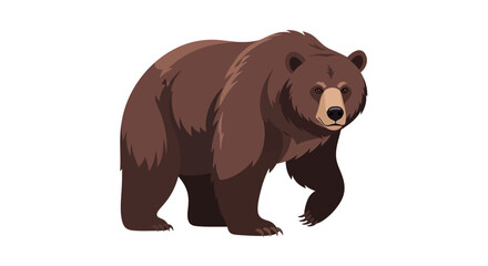 Fototapeta premium Digital illustration of a brown bear on a plain background, showcasing its robust build and determined forward stride looking ahead in the wilds