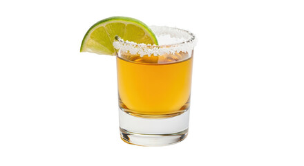 Isolated Tequila Shot with Lime