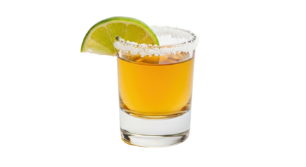 Isolated Tequila Shot with Lime