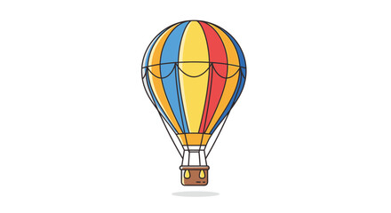 Naklejka premium Whimsical Vector Illustration of a Striped Hot Air Balloon Against a Clean White Backdrop