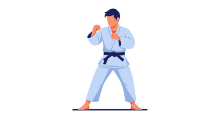 Illustration displaying a martial arts athlete training in a stylized manner, depicting focus and discipline showcasing their physical prowess and
