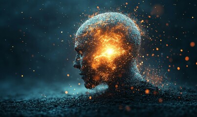 Process of digital transformation, illustrated with an abstract depiction of shifting from traditional methods to digital technologies. This concept represents the impact of modern tech, Generative AI