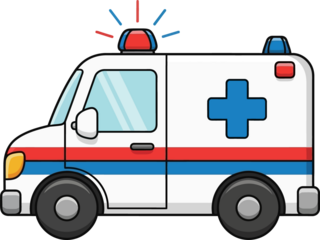 Cartoon Ambulance Emergency Medical Vehicle Vector Ilustration.