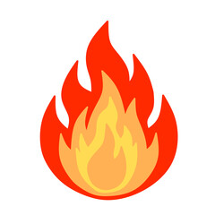 Fiery Illustration A Vibrant Cartoon Flame, Symbolizing Heat and Energy on a White Background