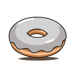 Minimalist Donut with Gray Glaze A Delicious Cartoon Treat for Food Lovers and Dessert Enthusiasts
