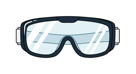 Protective eyewear illustration for sports and industrial safety featuring robust frame and clear lens design isolated on a white backdrop
