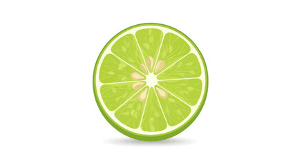 Illustration of a refreshing vibrant lime slice showcases detailed segments and juicy texture against clean white backdrop suitable for food visuals