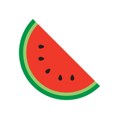 Watermelon Fruit Flat Color Icon: Healthy Food and Summer Produce