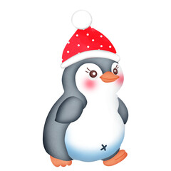 penguin with santa hat