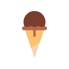 Ice Cream Dessert Flat Color Icon: Sweet Food and Frozen Treat