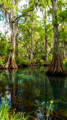 Fototapeta premium Tranquil cypress swamp reflections