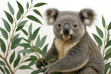 Obraz premium Koala with eucalyptus leaves