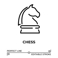 Vector line icon related to chess. Perfect Line. Editable Stroke.