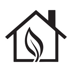 Eco House with Leaf Symbol Icon