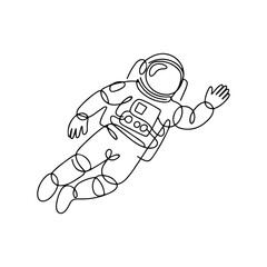 Astronaut Floating in Space – Clean Line Art, Vector Illustration